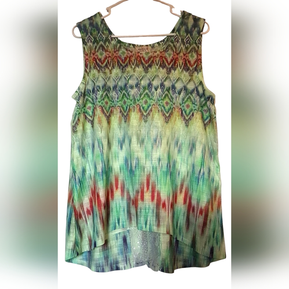 One World Multicolor Sleeveless Women's Top Size Large NWT